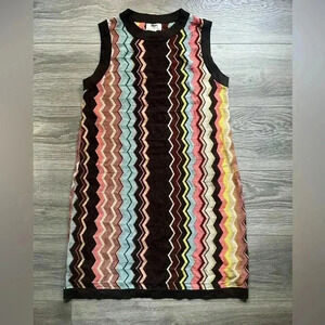 Missoni X Target 20 Yr Anniversary Brown Zig Zag Sleeveless Sweater Dress Size M